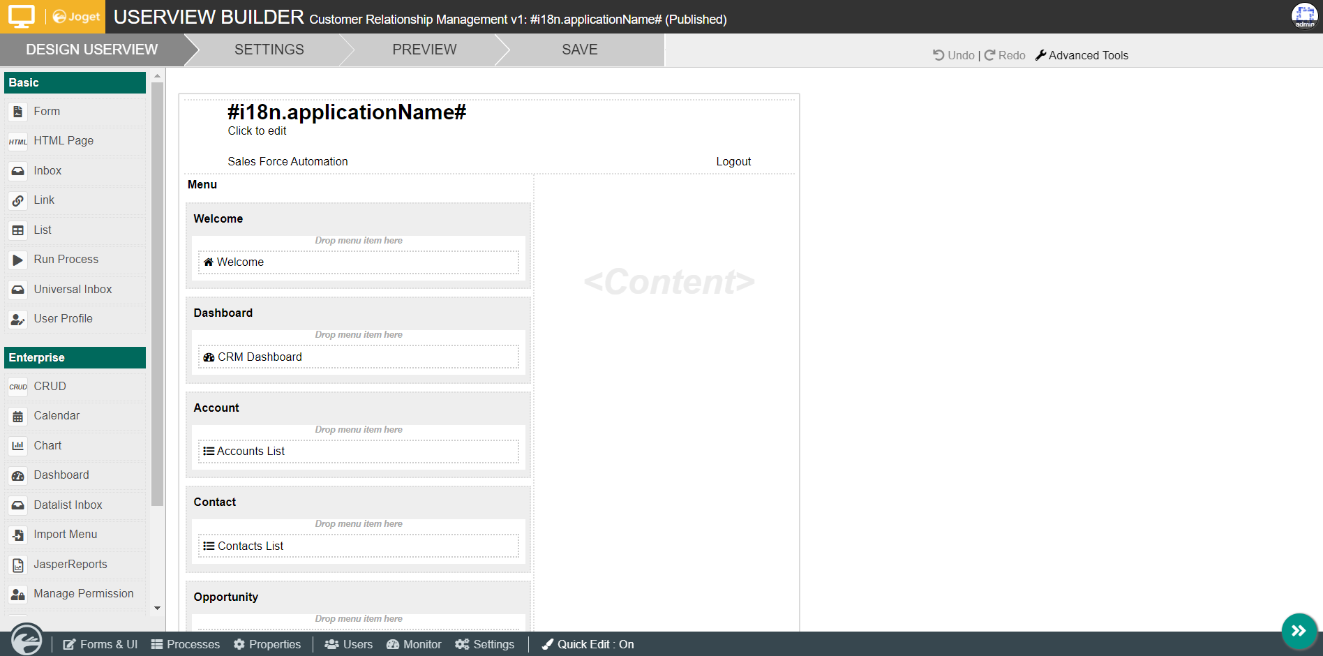 screenshot of Joget DX